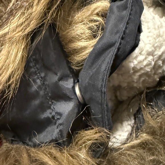 Abercrombie & Fitch Sherpa Lined Long Line Anorak Coat Faux Fur Trim Black Small - Picture 13 of 14